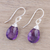 Amethyst dangle earrings, 'Lavender Joy' - Faceted Amethyst Teardrop Sterling Silver Dangle Earrings (image 2b) thumbail