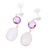 Amethyst dangle earrings, 'Sundown Mist' - Rainbow Moonstone Amethyst Sterling Silver Dangle Earrings (image 2c) thumbail