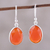 Onyx dangle earrings, 'Passionate Flame' - Red-Orange Onyx Dangle Earrings from India (image 2) thumbail