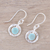 Chalcedony dangle earrings, 'Sky Rings' - Round Aqua Chalcedony and Sterling Silver Dangle Earrings (image 2b) thumbail