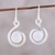 Rainbow moonstone dangle earrings, 'Rainbow Swirl' - Swirl Motif Rainbow Moonstone Dangle Earrings from India (image 2) thumbail