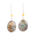 Labradorite and onyx dangle earrings, 'Mystic Pools' - Oval Labradorite and Sterling Silver Dangle Earrings thumbail