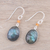 Labradorite and onyx dangle earrings, 'Mystic Pools' - Oval Labradorite and Sterling Silver Dangle Earrings (image 2b) thumbail