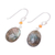 Labradorite and onyx dangle earrings, 'Mystic Pools' - Oval Labradorite and Sterling Silver Dangle Earrings (image 2c) thumbail