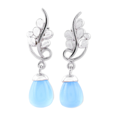 Sterling Silver Blue Chalcedony Vine Dangle Earrings