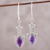 Amethyst dangle earrings, 'Lilac Arrows' - Sterling Silver and Amethyst Arrow Dangle Earrings