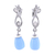 Rhodium plated chalcedony dangle earrings, 'Blue Tulip' - Rhodium Plated Dangle Earrings with Blue Chalcedony