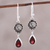 Garnet dangle earrings, 'Scarlet Sunset' - Sterling Silver and Faceted Garnet Sun Dangle Earrings