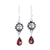Garnet dangle earrings, 'Scarlet Sunset' - Sterling Silver and Faceted Garnet Sun Dangle Earrings thumbail