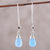 Chalcedony dangle earrings, 'Graceful Tear in Blue' - Blue Chalcedony and Sterling Silver Teardrop Dangle Earrings (image 2) thumbail