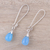 Chalcedony dangle earrings, 'Graceful Tear in Blue' - Blue Chalcedony and Sterling Silver Teardrop Dangle Earrings (image 2c) thumbail