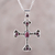 Garnet pendant necklace, 'Beautiful Faith' - Garnet and Sterling Silver Dot Motif Cross Pendant Necklace (image 2) thumbail