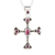 Garnet pendant necklace, 'Beautiful Faith' - Garnet and Sterling Silver Dot Motif Cross Pendant Necklace thumbail