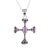 Amethyst pendant necklace, 'Beautiful Faith' - Amethyst Sterling Silver Dot Motif Cross Pendant Necklace