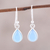 Chalcedony dangle earrings, 'Gentle Tear' - Blue Chalcedony and Sterling Silver Teardrop Dangle Earrings thumbail