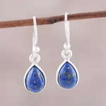 Lapis lazuli dangle earrings, 'Gentle Tear' - Lapis Lazuli and Sterling Silver Teardrop Dangle Earrings