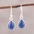 Lapis lazuli dangle earrings, 'Gentle Tear' - Lapis Lazuli and Sterling Silver Teardrop Dangle Earrings (image 2) thumbail