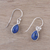 Lapis lazuli dangle earrings, 'Gentle Tear' - Lapis Lazuli and Sterling Silver Teardrop Dangle Earrings (image 2b) thumbail