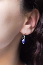 Lapis lazuli dangle earrings, 'Gentle Tear' - Lapis Lazuli and Sterling Silver Teardrop Dangle Earrings