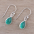Onyx dangle earrings, 'Gentle Tear in Green' - Green Onyx and Sterling Silver Teardrop Dangle Earrings (image 2b) thumbail