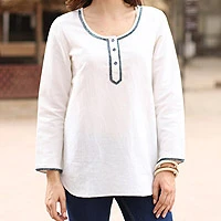 Cotton blend tunic, 'Carefree Ivory'