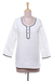 Cotton blend tunic, 'Carefree Ivory' - Linen and Cotton Ivory Tunic with Sequins and Beaded Accents (image 2d) thumbail
