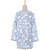 Viscose tunic, 'Vineyard Silhouette' - White and Blue Vine Motif Embellished Viscose Tunic (image 2b) thumbail