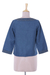Linen and cotton blend jacket, 'Beaded Blue Elegance' - Blue Linen Cotton Blend Beaded Short Jacket (image 2b) thumbail