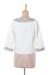 Beaded linen and cotton blend jacket, 'Beaded Ivory Elegance' - Ivory Linen and Cotton Blend Beaded Short Jacket (image 2b) thumbail