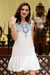 Beaded dress, 'Summer Stroll' - White and Navy Beaded Embroidered Sleeveless Dress (image 2) thumbail