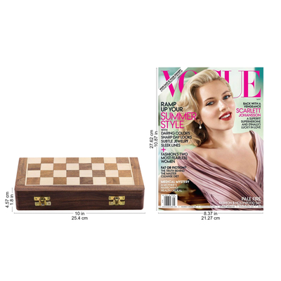 juego de ajedrez de madera - Juego de ajedrez de viaje de madera con tablero plegable en estuche de almacenamiento