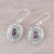 Garnet dangle earrings, 'Swirling Ellipse' - Swirl Motif Oval Garnet Dangle Earrings from India