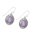 Amethyst dangle earrings, 'Swirling Ellipse' - Swirl Motif Oval Amethyst Dangle Earrings from India