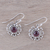 Garnet dangle earrings, 'Gleaming Bloom' - Gleaming Garnet Dangle Earrings Crafted in India (image 2b) thumbail
