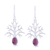 Garnet dangle earrings, 'Budding Tree' - Tree-Shaped Garnet Dangle Earrings from India