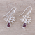 Garnet dangle earrings, 'Budding Tree' - Tree-Shaped Garnet Dangle Earrings from India