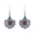 Garnet dangle earrings, 'Gemstone Flowers' - Handmade Garnet Dangle Earrings from India thumbail