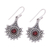 Garnet dangle earrings, 'Gemstone Flowers' - Handmade Garnet Dangle Earrings from India (image 2c) thumbail