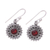 Garnet dangle earrings, 'Garnet Circles' - Handmade Circular Garnet Dangle Earrings from India (image 2c) thumbail