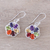 Multi-gemstone dangle earrings, 'Chakra Flowers' - Multi-Gemstone Chakra Dangle Earrings from India (image 2b) thumbail