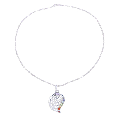 Multi-gemstone pendant necklace, 'Natural Chakra' - Multi-Gemstone Chakra Pendant Necklace from India