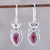 Garnet dangle earrings, 'Passion Blooms' - Garnet Teardrop and Sterling Silver Dangle Earrings