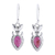 Garnet dangle earrings, 'Passion Blooms' - Garnet Teardrop and Sterling Silver Dangle Earrings thumbail