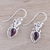 Garnet dangle earrings, 'Passion Blooms' - Garnet Teardrop and Sterling Silver Dangle Earrings (image 2b) thumbail