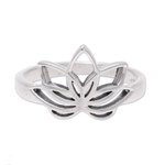 Sterling silver cocktail ring, 'Graceful Lotus' - Sterling Silver Lotus Flower Cocktail Ring from India
