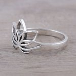 Sterling silver cocktail ring, 'Graceful Lotus' - Sterling Silver Lotus Flower Cocktail Ring from India
