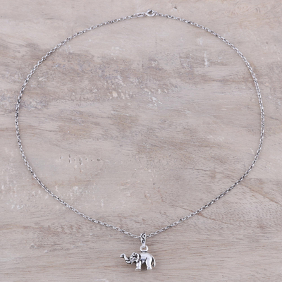 Halskette mit Anhänger aus Sterlingsilber - Elefanten-Anhänger-Halskette aus Sterlingsilber aus Indien