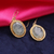 Pendientes colgantes de prehnita bañados en oro - Pendientes colgantes de prehnita chapados en oro de 22 quilates de la India