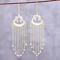 Pendientes de cascada de perlas cultivadas chapadas en oro, 'Glowing Rain' - Pendientes de cascada de perlas cultivadas chapadas en oro de la India