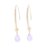Gold plated rose quartz dangle earrings, 'Passionate Pink' - 22k Gold Plated Rose Quartz Dangle Earrings from India